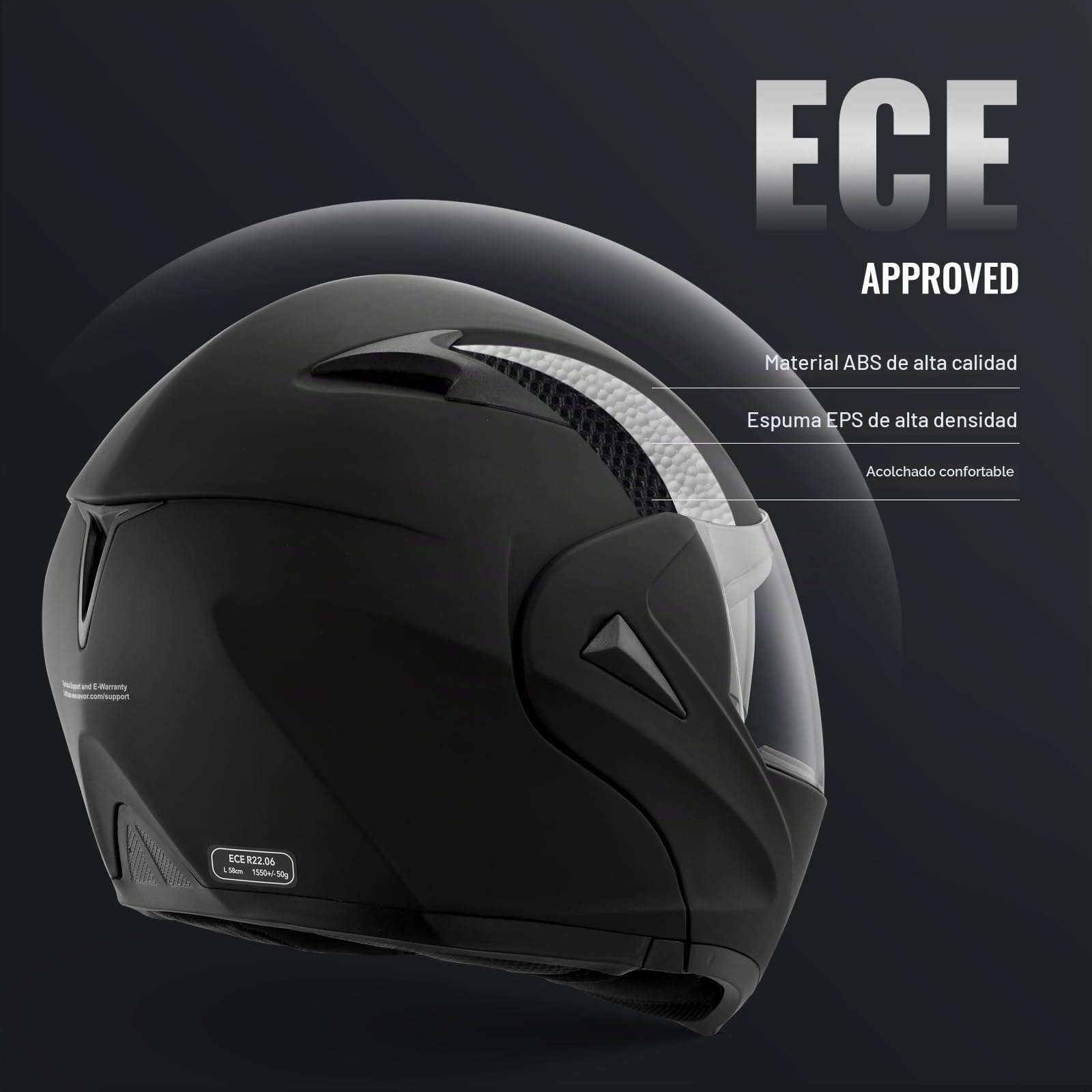 VEVOR Casco de Motocicleta, sin Máscara, ABS y de Alta Densidad con Ranura para Bluetooth y Lentes Intercambiables, Cómodo Casco de Motocross, Apto para Jóvenes y Adultos, Talla L, 59-60 cm