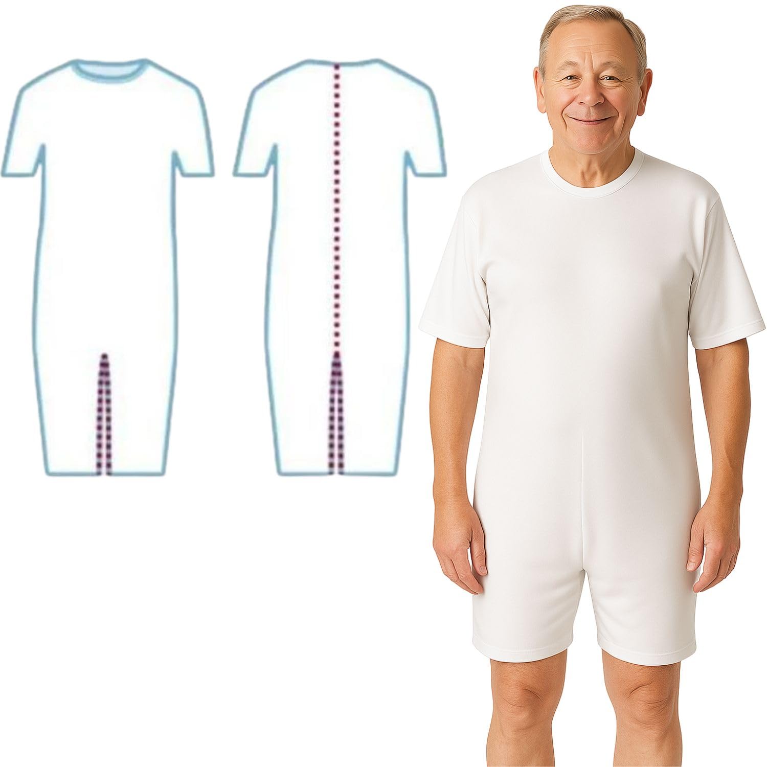 OrtoPrime Pijamas Antipañal Doble Cremallera Trasera Adultos Hospital