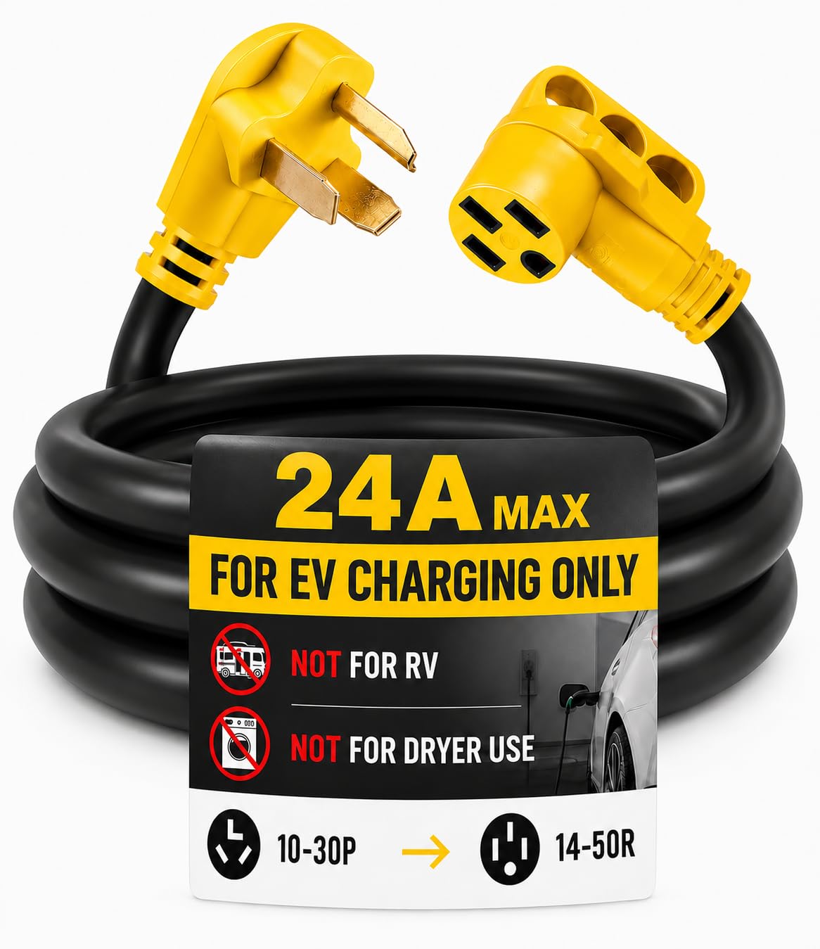 Cable adaptador de cargador EV de 10 pies compatible con NEMA 10-30P a 14-50R, secadora de 3 clavijas de 30 amperios a 50 amperios y 4 puntas EV para carga Tesla o EV nivel 2