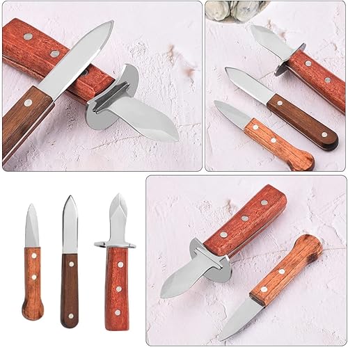 Miniatura 8 de Angoily Herramientas para el hogar, 3 piezas de acero inoxidable, cuchillo de shucker de ostras, desgranador de almejas, abridor de conchas de