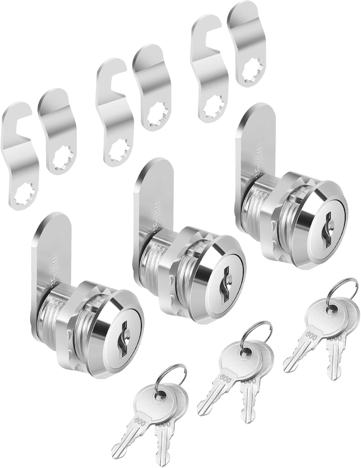 BatesChoice Cabinet Locks with Keys, 5/8" Cam Locks 3-Pack Keyed Alike for File Cabinets & Drawers - Durable Zinc Alloy Security