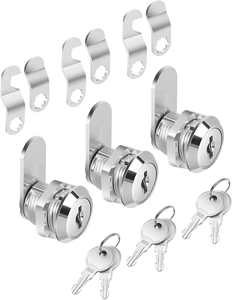 Bates- Cabinet Locks with Keys, 5/8", 3 Pack, Cam Locks for Cabinets Keyed Alike, File Cabinet Lock with Key