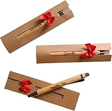3 Personalised Bamboo Wooden Ball Pens with Engraving Name Graduation Communion Birthday Gift Box with Box Wedding Favour Teacher Christmas Gift