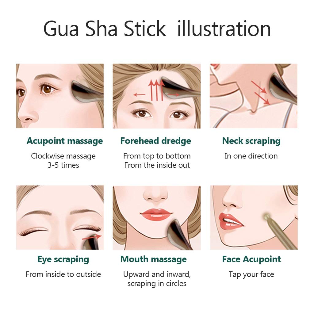 YXCKG Gua Sha Massage Tools, Set di Bellezza per Donne per la Pelle del Viso, Strumenti di Terapia Fisica di sanità, Set Gua Sha Corno di Bue Naturale per Corpo, Pettine per Massaggio alla Testa