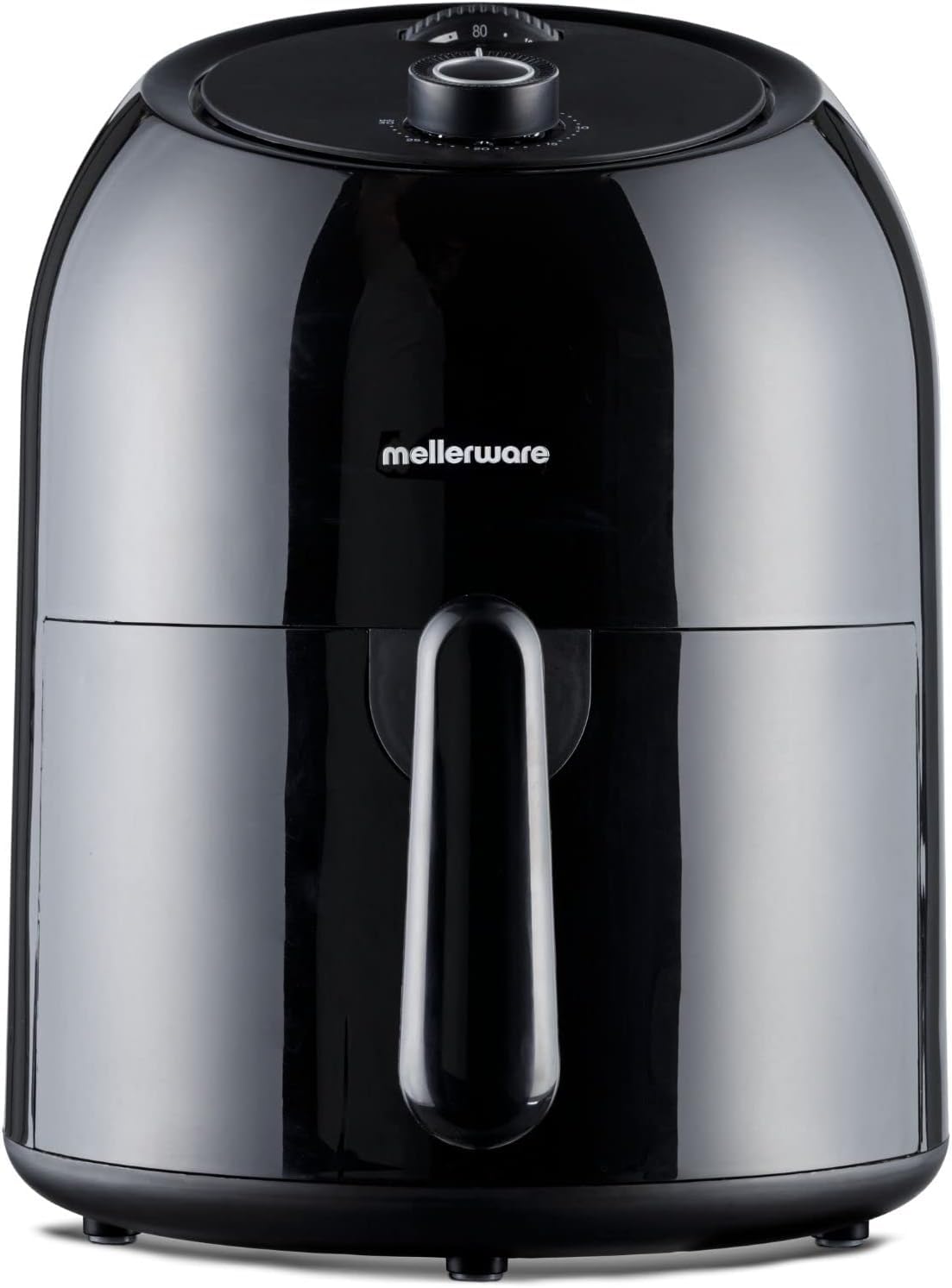 Mellerware - Freidora sin Aceite Crunchy Medium 1000W, 3,5 l, Temporizador Programable, Air Fryer 80-200ºC, Sin BPA/PFOA, Freidora de Aire Análogica, Negro
