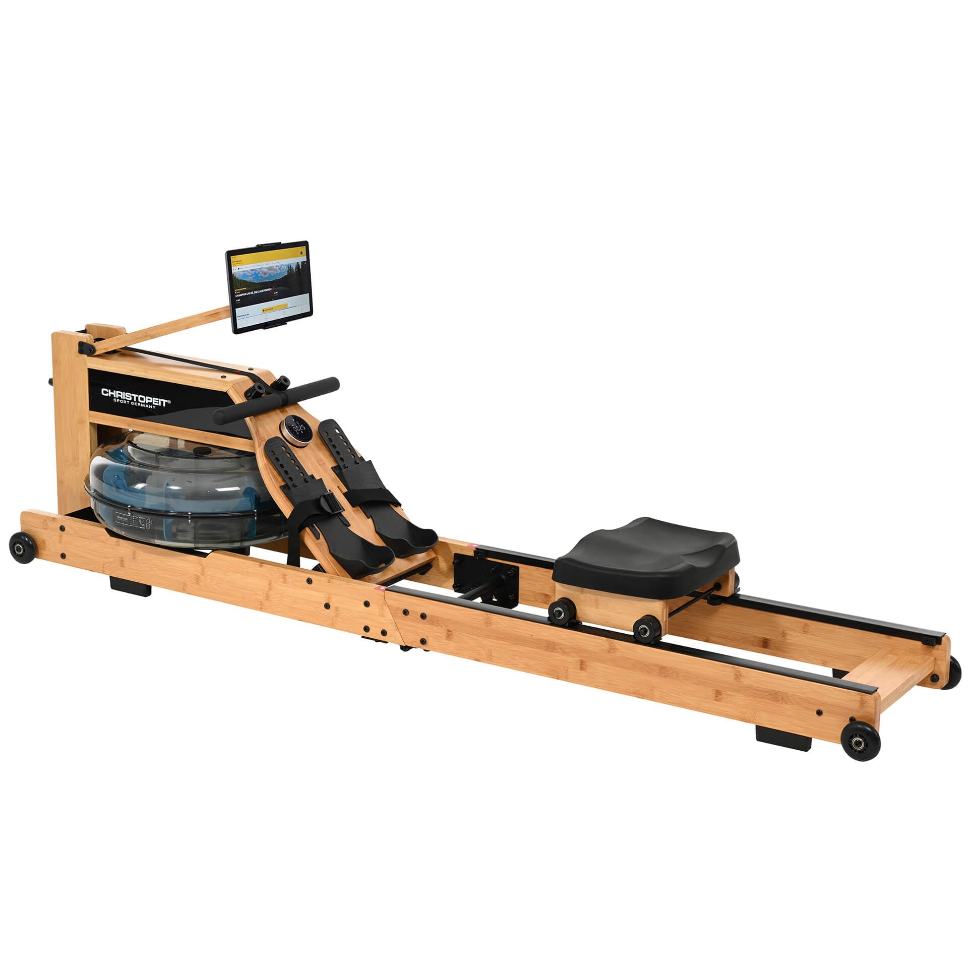 CHRISTOPEIT Rudergerät für Zuhause Wasser klappbar - WP 5000 (Testsieger) oder Colorado - Holz, Hybrid Wasser-Magnet-System, Kinomap, Bluetooth, bis 150 kg, ergonomisch