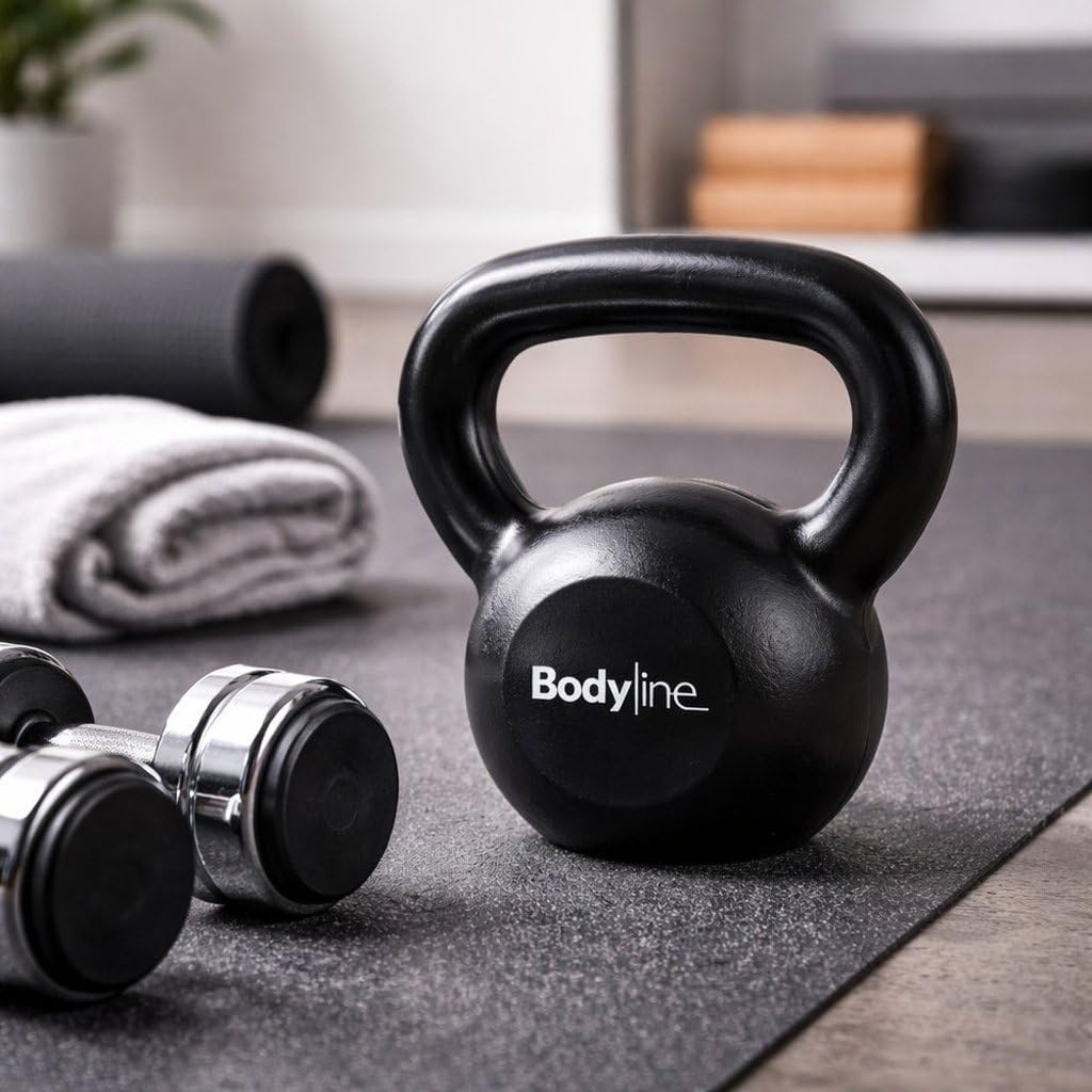 Bodyline Hantle kulowe z żeliwa, 12 kg, profesjonalne rosyjskie hantle do treningu funkcjonalnego, studia fitness i domowego fitnessu z ergonomicznym uchwytem
