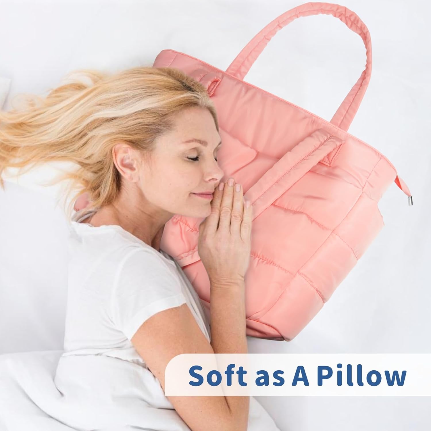 TOPDesign Puffer Tote Bag for Women, Lightweight Puffy Handbag with Compartments, Quilted Shoulder Bag for Work, Travel, Gym - Image 2