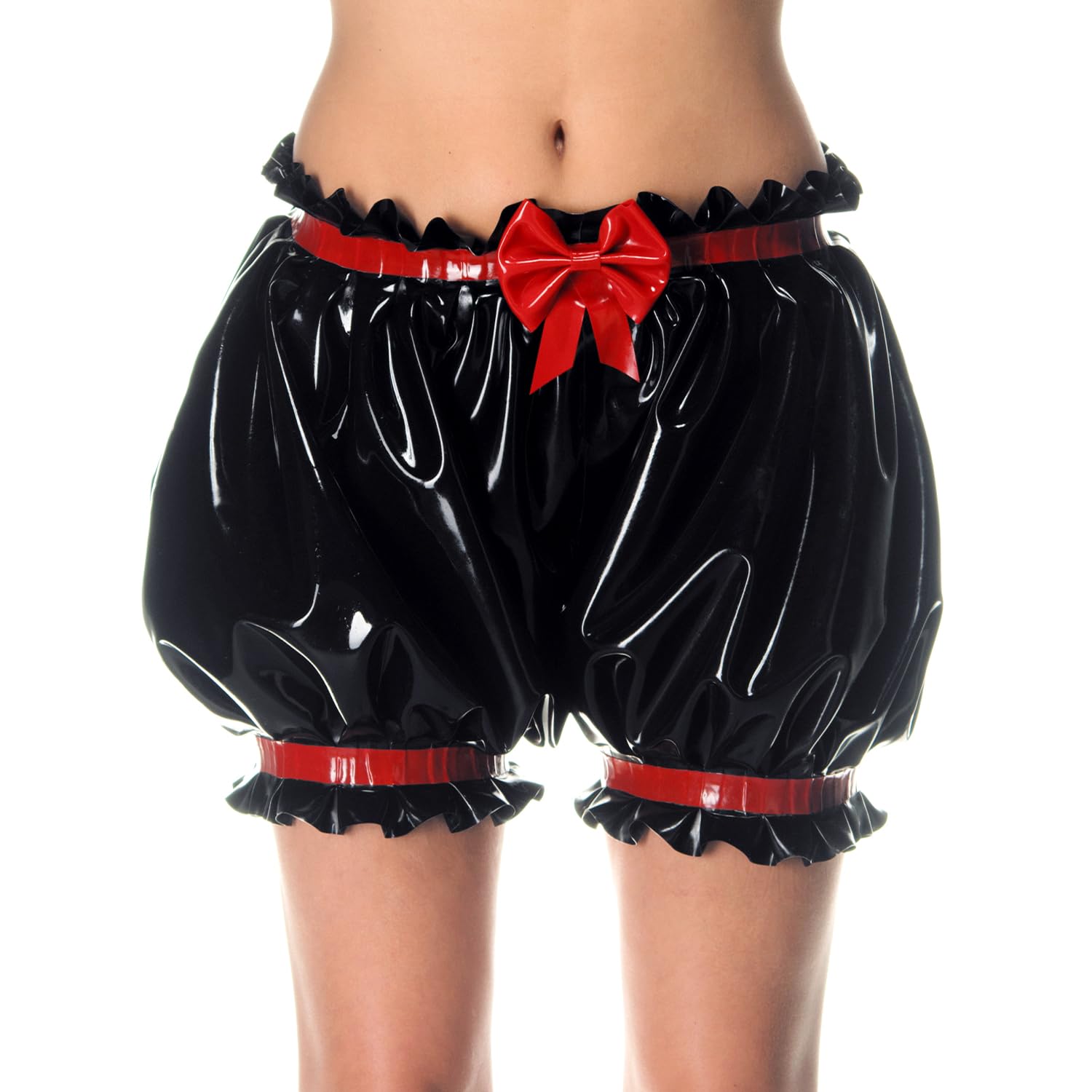 IOKUKI Pantaloncini Lanterna in Lattice da Donna,Pantaloncini in Lattice Nero con Farfalla Rossa,Adatti per Abbigliamento Club