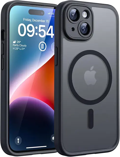 TOCOL iPhone 14 Case with MagSafe - Slim Matte Black Cover
