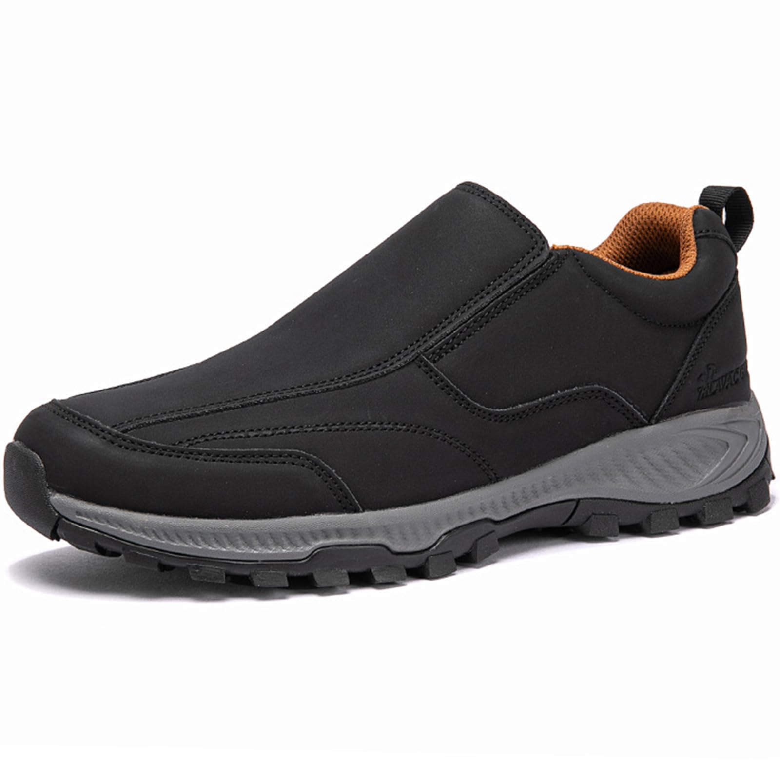 AZMAHT Scarpe Uomo Slip-On Leggere E Impermeabili In Pelle Scamosciata, Sneakers Traspiranti Con Suola Antiscivolo E Plantare Imbottito – Nero, 39