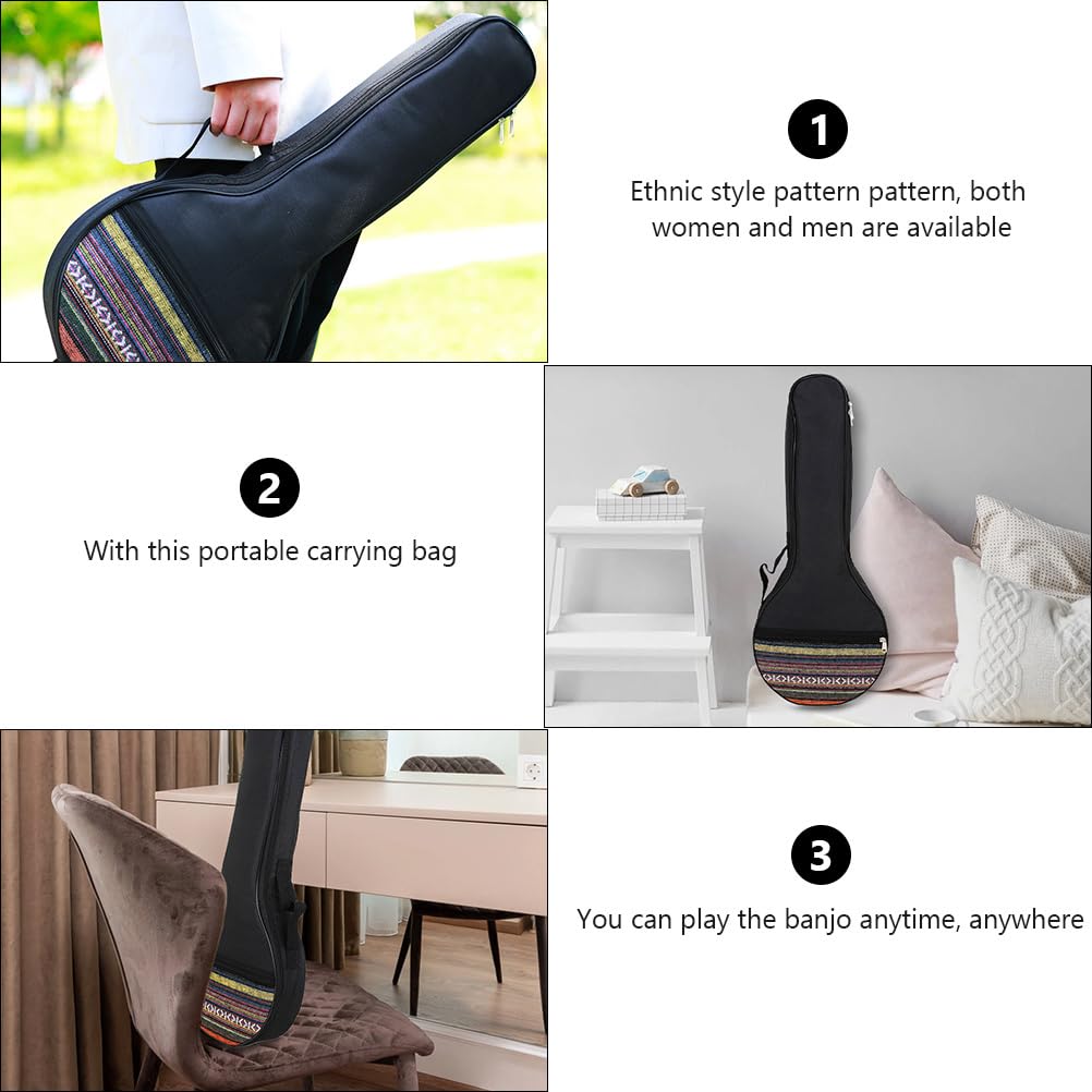 Funda para banjo de 4 cuerdas, para ukelele, bolsa de almacenamiento para instrumentos musicales, bolsa de transporte portátil, color negro