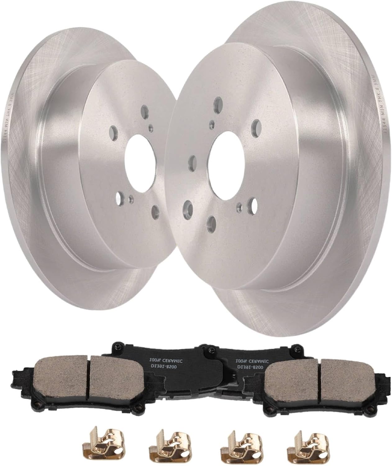 SUNROAD Rear 12.17 inch Solid Brake Rotors and Ceramic Pads Replacement for Toyota Highlander 2014-2019 Sienna 2011-2020 Disc Brake Kit Compatible with Lexus RX350 RX450h 2010-2015