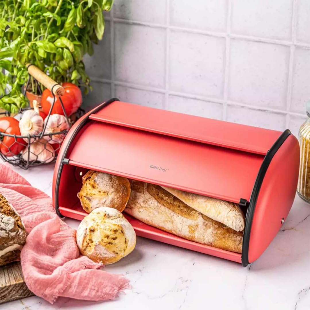 Boîte à Pain En Métal KING HOFF - Grand Format 44x27x18.5 Cm - Conserve La Fraîcheur Du Pain Et Des Biscuits