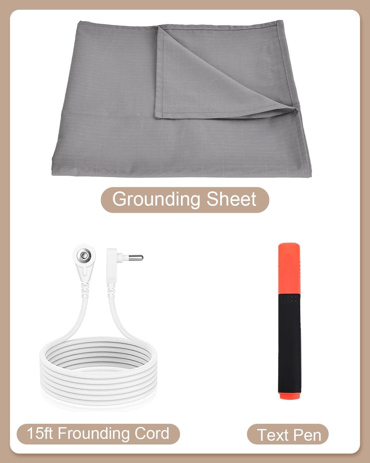 Grounding Sheets,Grounding Mat for Bed 10% Pure Silver Fiber+90% Organic Cotton,with 15Ft Grounding Cord and Test Pen,104 * 23.6inch Suitable for All Mattress Sizes(Grey)