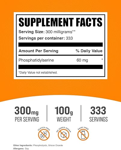 Miniatura 2 de BULKSUPPLEMENTS.COM Polvo de fosfatidilserina - Suplemento de fosfatidilserina para la salud cerebral - Procedente de granos de soja, sin gluten,