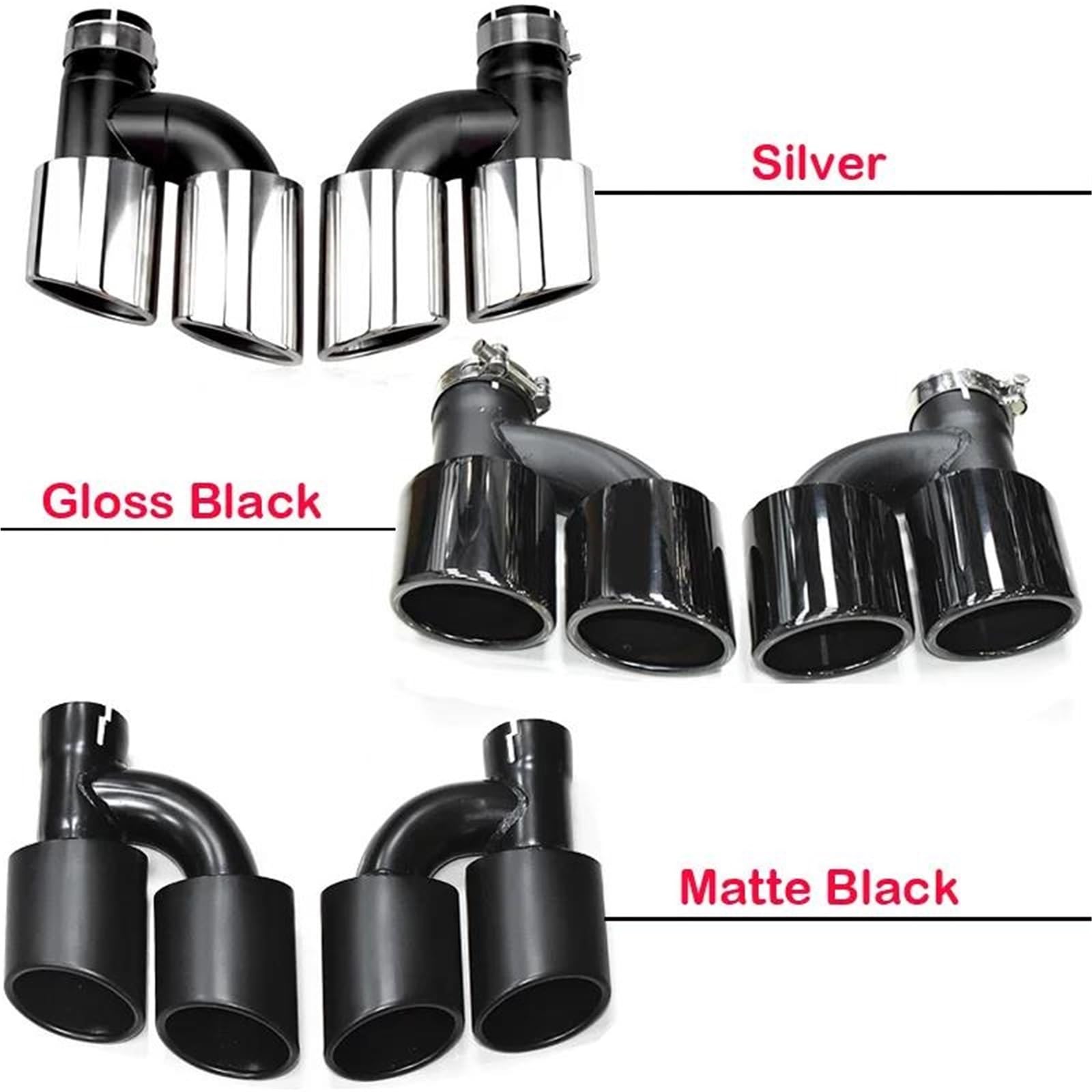 Dla Audi A4 A5 A6 A7 Upgrade S4 S5 S6 S7 Tłumik Ze Stali Nierdzewnej Układ Wydechowy 1 Para Cztery Wyloty Rur Wydechowych Akcesoria Samochodowe(Matte Black)