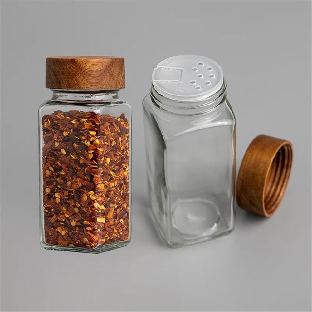 Set di 6 barattoli di spezie in vetro con coperchio, contenitori per condimenti di spezie, saliera e pepe, per spezie e spezie da cucina (set di 6 vasetti da 2)