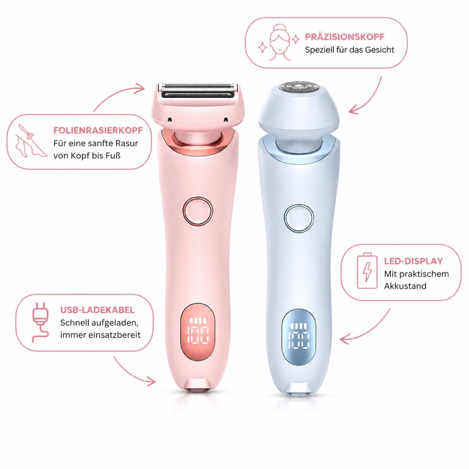 Depilo Luna Pro Sommer Set,IPX7 2 en 1 Wasserdichter