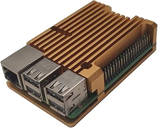 ZkeeShop Aluminum Case Alloy Armor with Cooling Heatsink Compatible for Raspberry Pi 3 Model B，Pi 3 B+，Pi 2 Model B (Not include Raspberry Pi Board) (Gold Without fan)