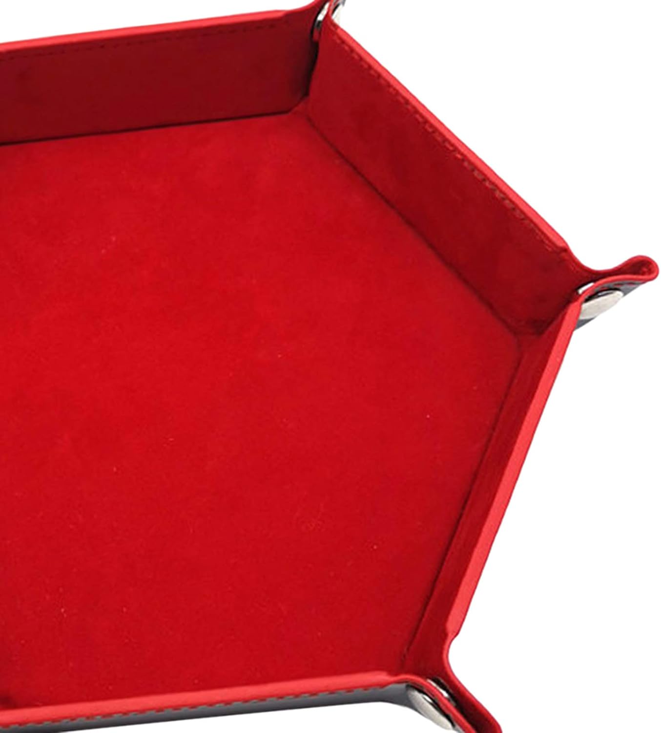 Dice Tray Set Foldable Dice Trays Hexagon Dice Rolling Tray PU Leather Dice Holder for Dice Games RPG, DND and Table Gaming - Red