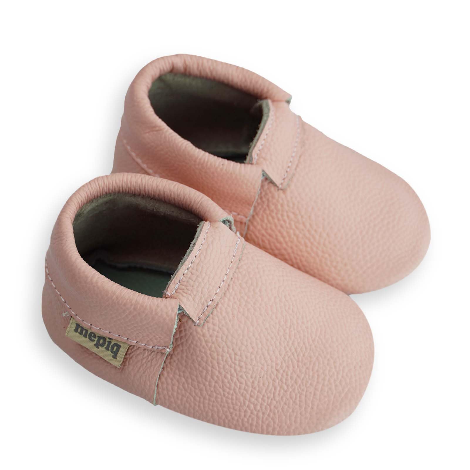 mepiq Toddler Moccasins Baby Shoes with Suede Sole, Soft Leather Anti Slip Crib Walking Baby Shoes Suitable for Indoor First Walking Pink 0-6Months