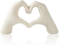 OTARTU Marble Gesture Heart Statue - Modern Abstract Love Finger Hands Sculpture for Home Wedding Shelf Decor