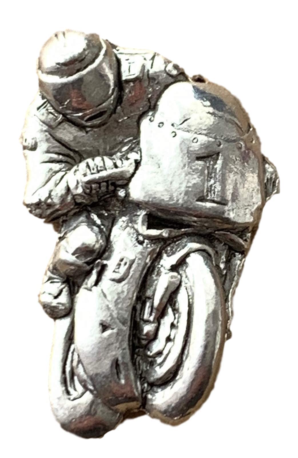 Emblems-Gifts Racing Motor Bike Handcrafted from English Pewter in the UK Lapel Pin Badge + 59mm Button Badge