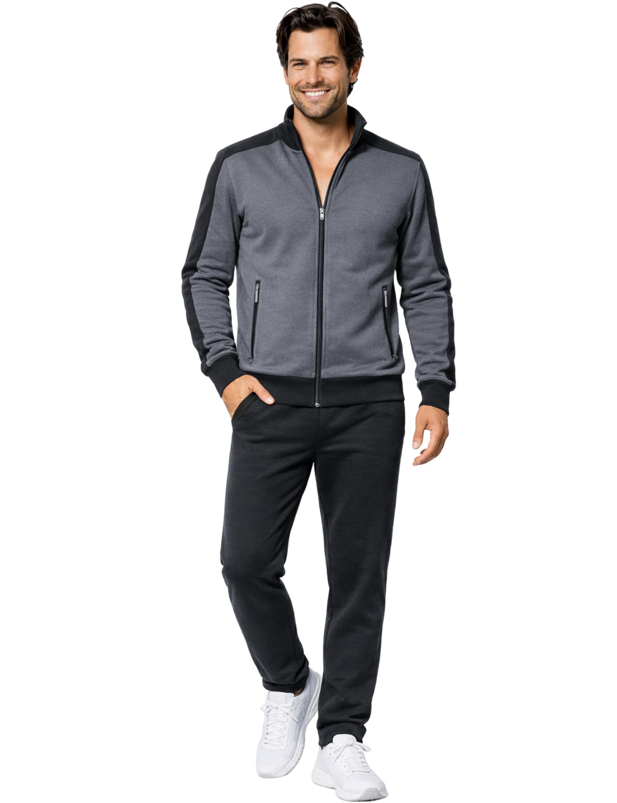 Morgenstern Hausanzug Herren Set Trainingsanzug Freizeitanzug Baumwolle 2-teilig langarm Jacke lange Hose