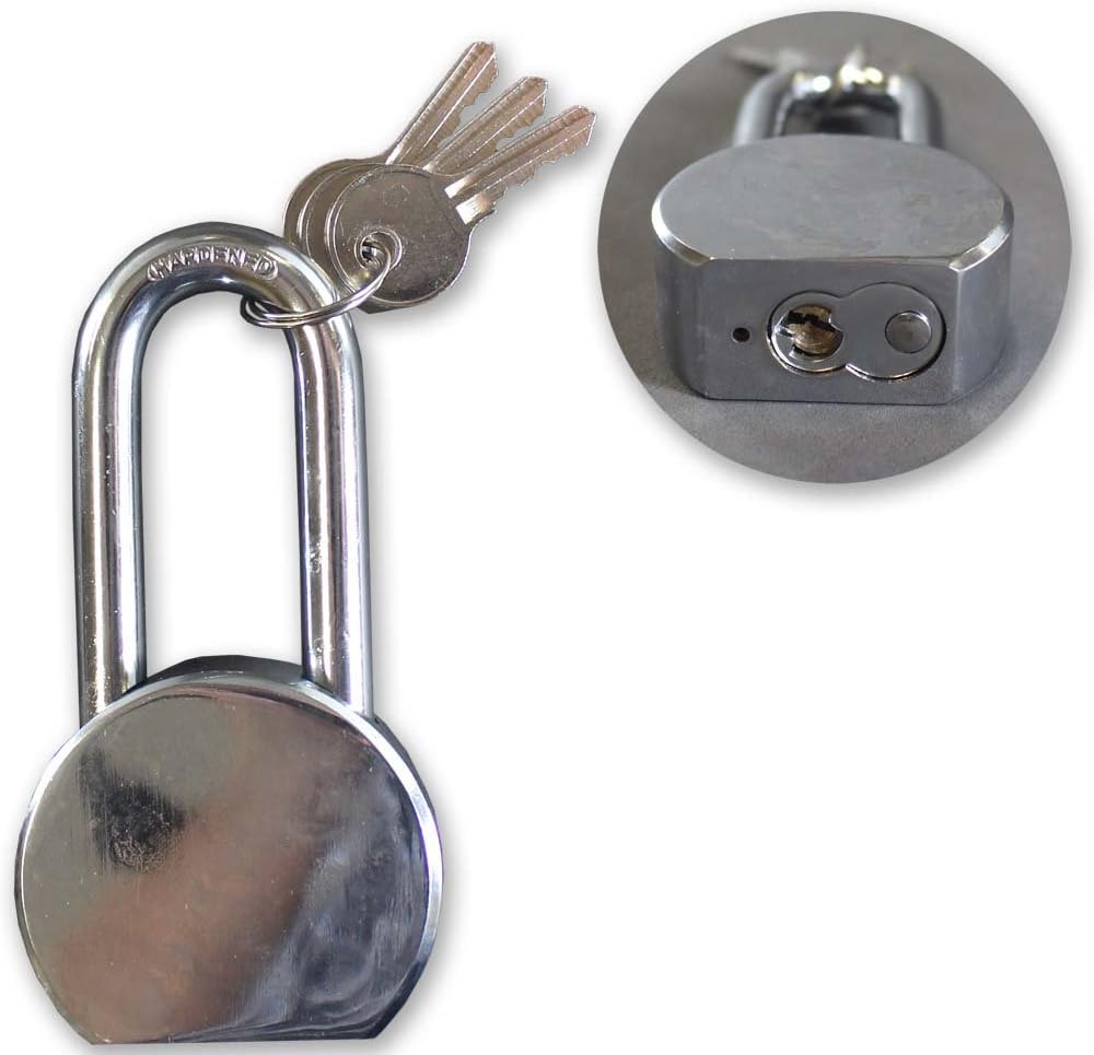 Heavy-Duty Gate Padlock | 3" (7.6 cm) Long-Shank | Superior Chrome Plating & Hardened Steel Shackle | Comes with 3 Keys | Ideal for Robust Gate Security & Securing Valuables
