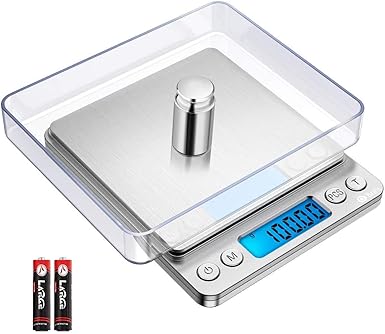 Iktu Digital Kitchen Scale, 500g/ 0.01g Small Jewelry Scale, Food Scales Digital Weight Gram and Oz, Digital Gram Scale with LCD/ Tare Function for Jewelry, Nutritional Intake, Battery Included