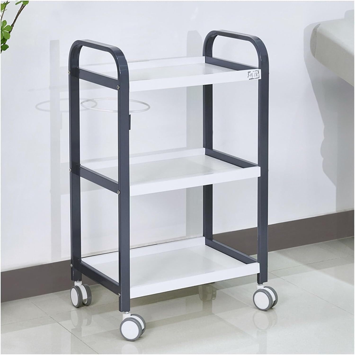 SSDDLZEQ Mobile Salon Station, Salon Cart 3 Tier Salon Trolley Carbon Steel Trolley Cart With Storage Bowl Storage Cart With Casters Salon Trolley Cart(Schwarz)
