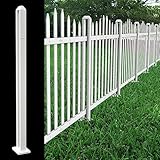 Patio Garden Fence 34.6' H Picket Fence Post Kit for Curved Top, Vinyl PVC Decorative Fence for Front Yard Porch Pool Air Conditioner Dog Fencing