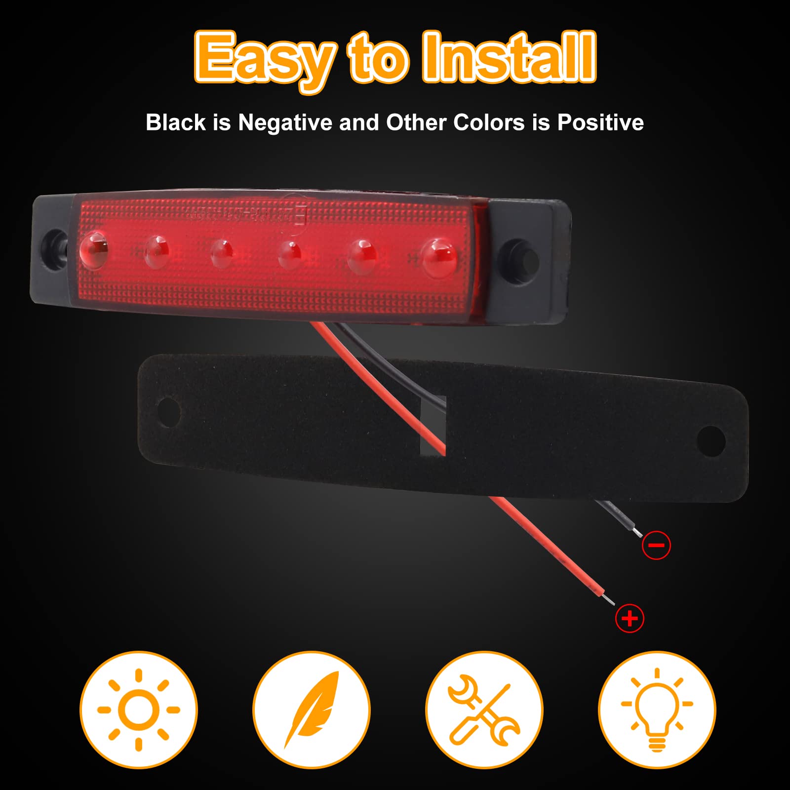Biqing 20Pcs Feux de Gabarit Latéraux LED,24V Feux Latéraux Eclairage LED Arrière Avant Indicateur de Position en Lumière Imperméable pour Camion Remorque Camion Bus Bateau (rouge)