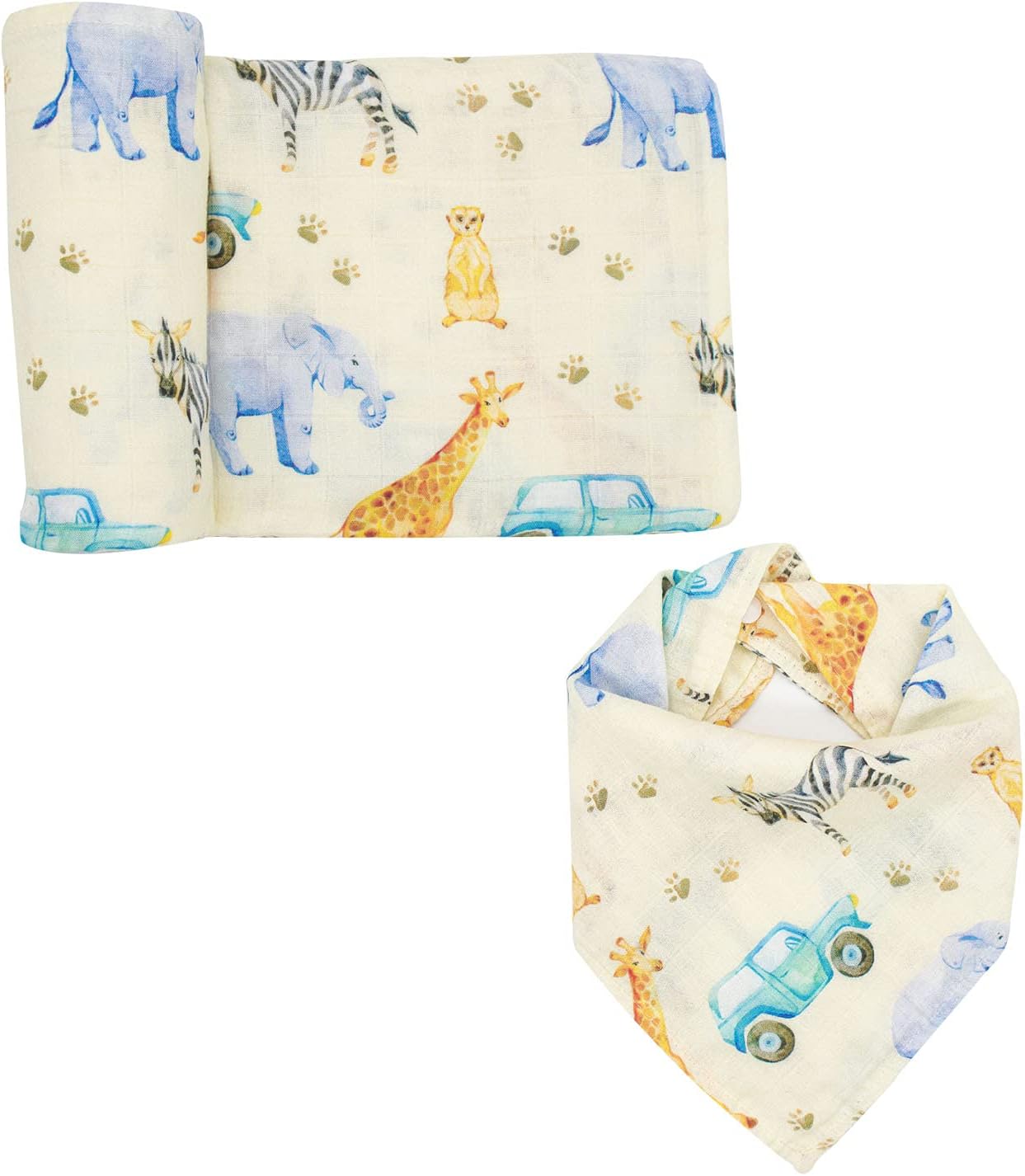immispace - Ultra Soft Muslin Swaddle & Bandana Bib Set | Newborn Gift For Boys & Girls | 30% Organic Cotton + 70% Rayon
