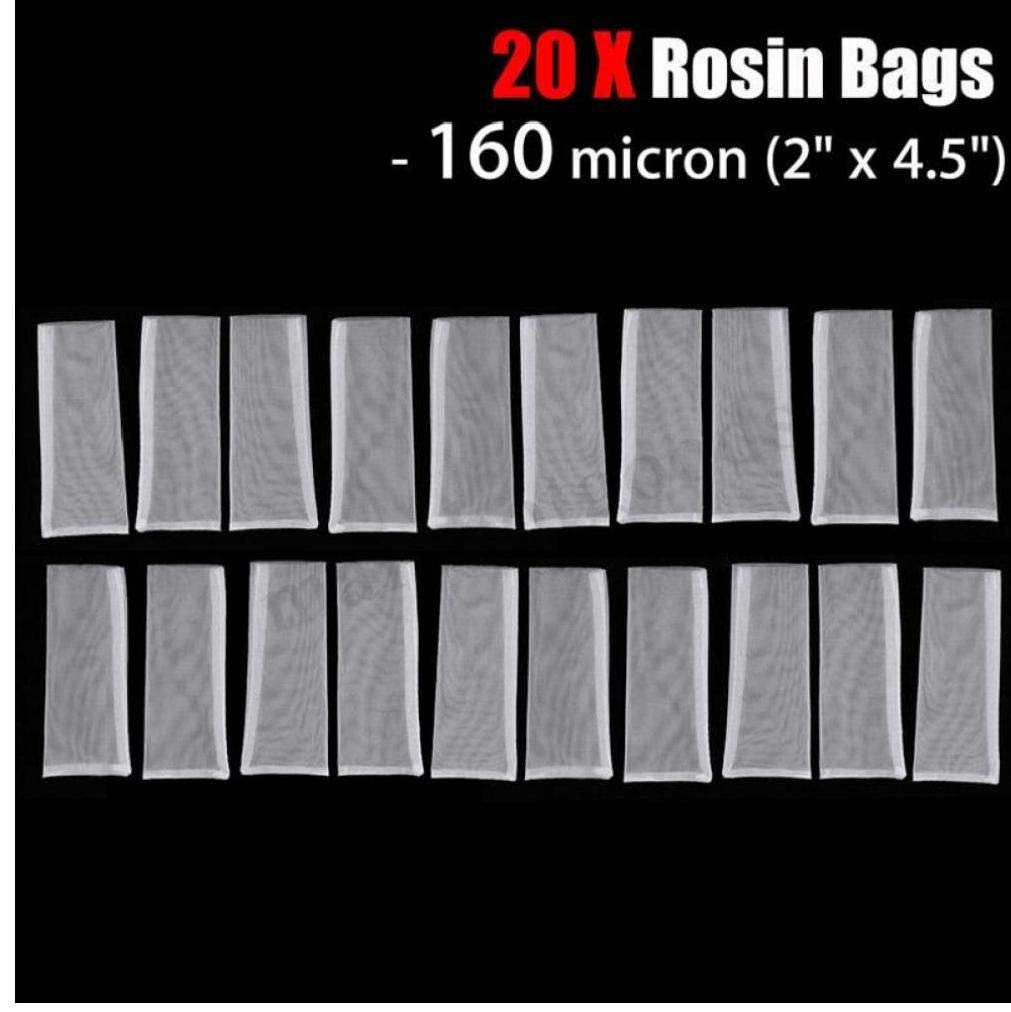 20pcs 2''x4.5 Nylon Rosin Bolsas filtrantes de Malla colofonia de Aceite de Filtro Prensa Bolsas de Pantalla de Nylon Blanco