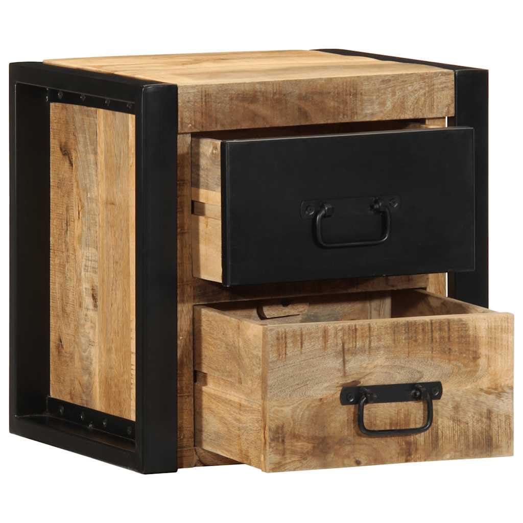 Table de chevet étroite lot de 2 meuble de nuit suspendu bois massif manguier 40cm