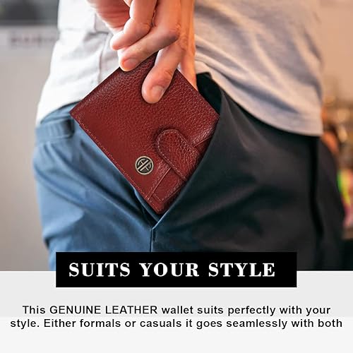 Miniatura 2 de Cartera de piel de napa marrón con protección RFID para hombre, 5 ranuras para tarjetas, 1 bolsillo para monedas, 2 compartimentos ocultos, 2