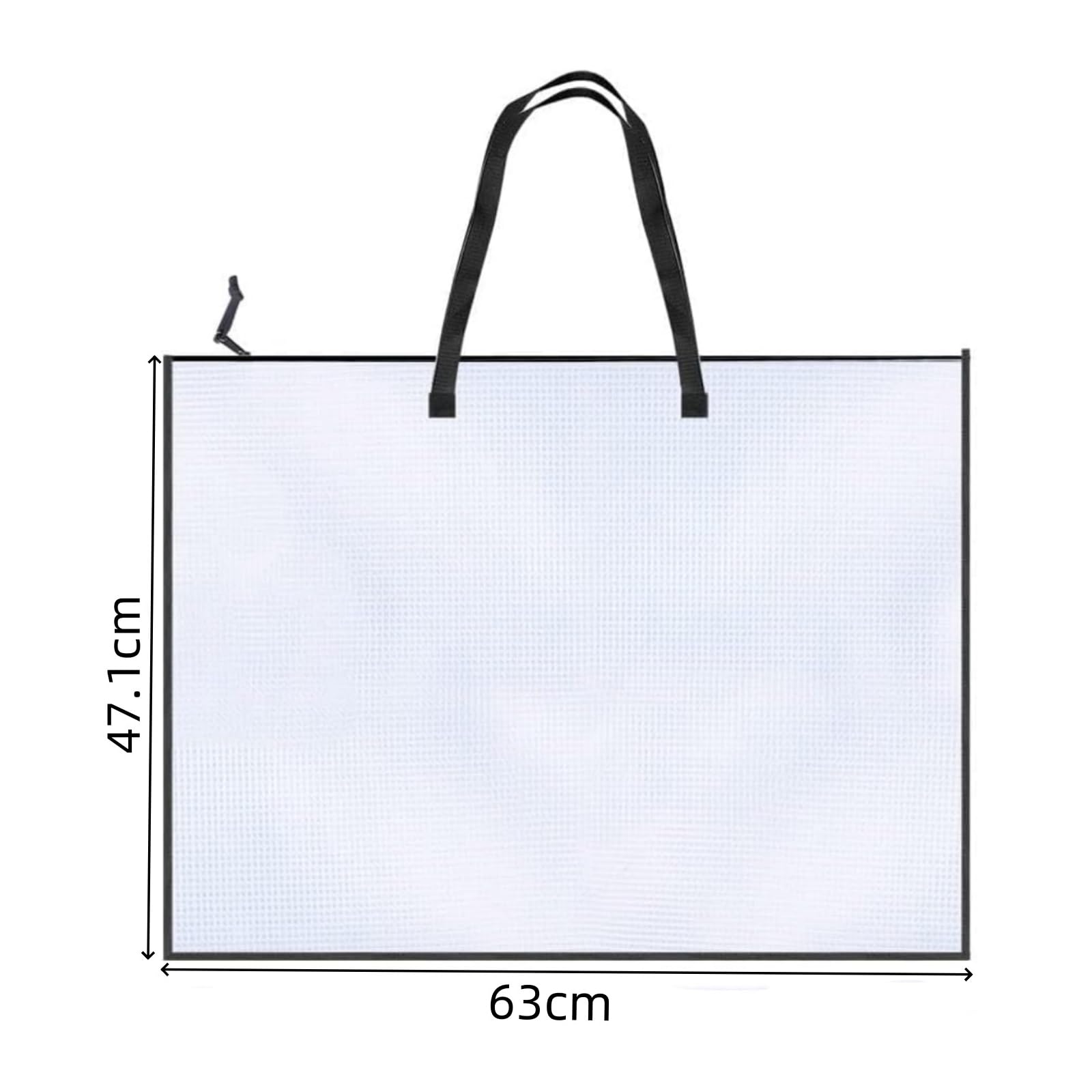 Cartellina formato A2 63x47,1 cm trasparente con griglia manico chiusura lampo borsa trasporto opere d'arte