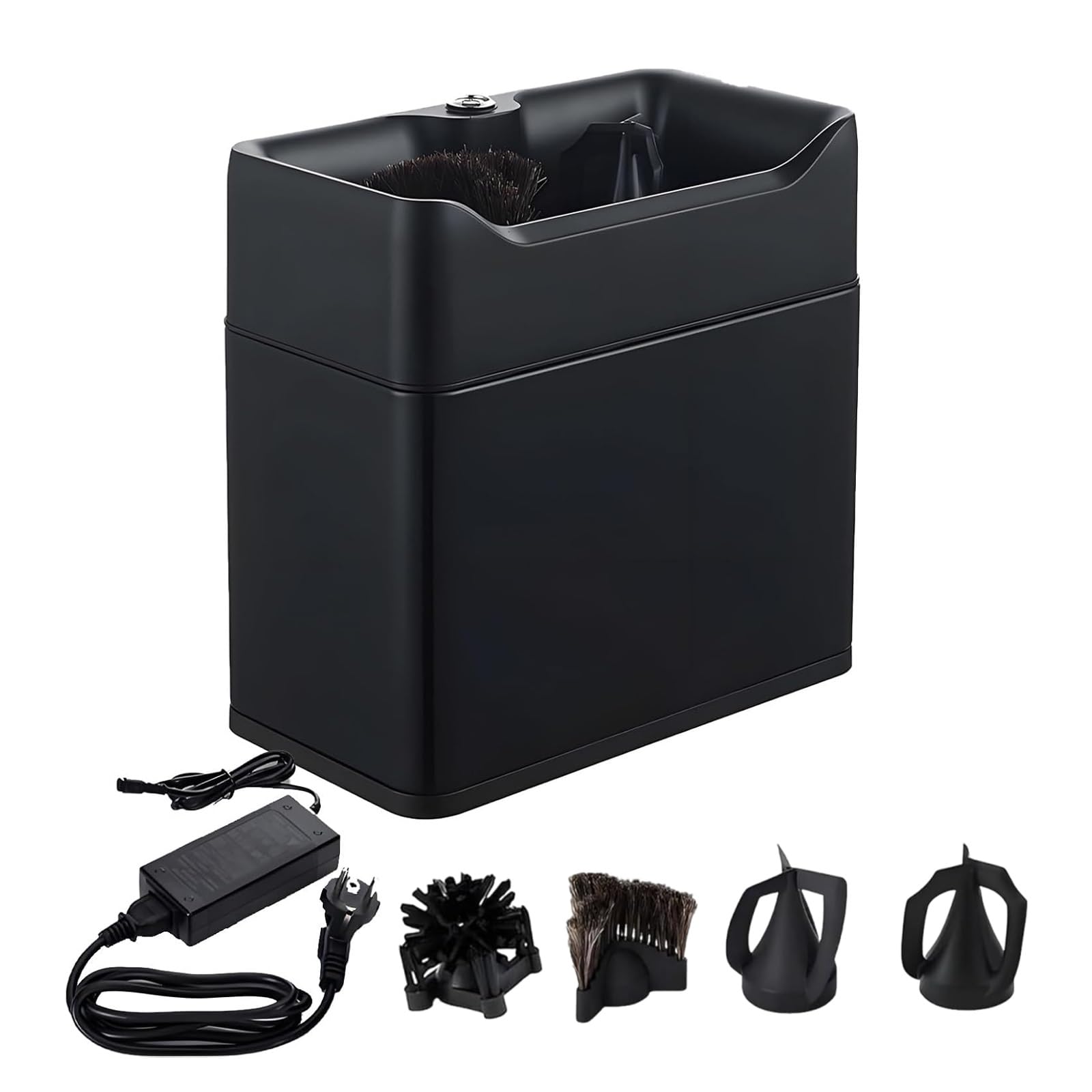 Electric Coffee Puck Knock Box, Automatic Handle Cleaner and Scraper Tool, Multi-Installation Desktop Wall-Mount Space-Saving Station for Countertop Appliance(Black)