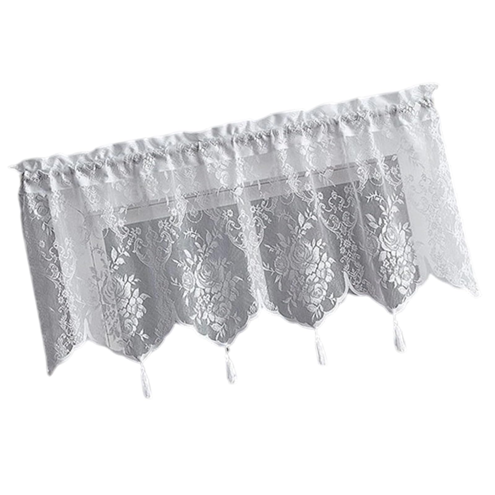 Buxuaaaa Curtain Net Curtain with Tasseled Lace Curtains for Home Decoration for Living Room Bedroom Window Valance