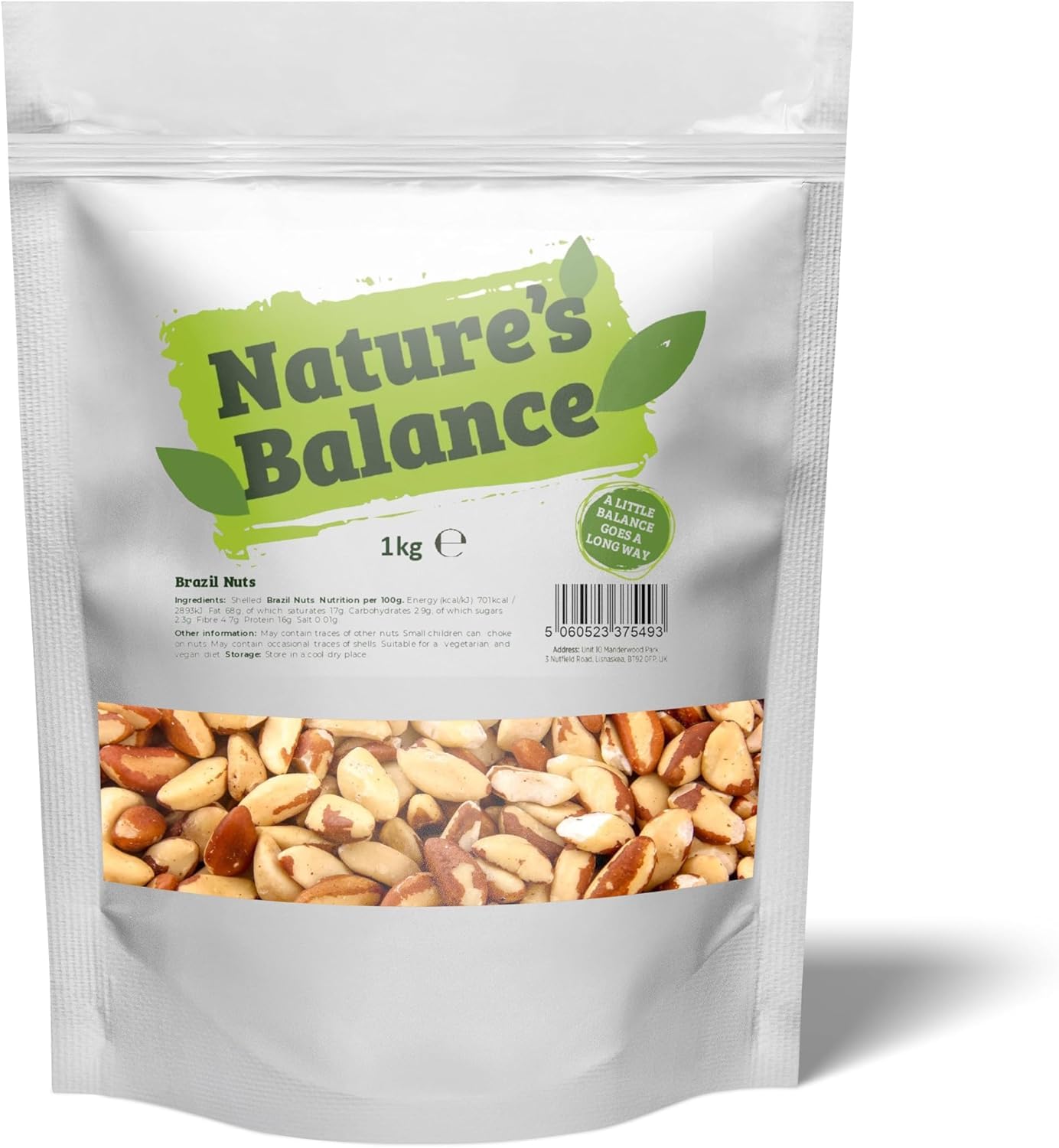 Natures Balance Whole Raw Brazil Nuts Vegan Approved 1kg