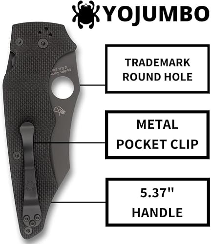 Miniatura 4 de Spyderco YoJumbo - Cuchillo especial con hoja Wharncliffe negra y mango G-10 con textura gruesa negra, PlainEdge - C253GPBBK