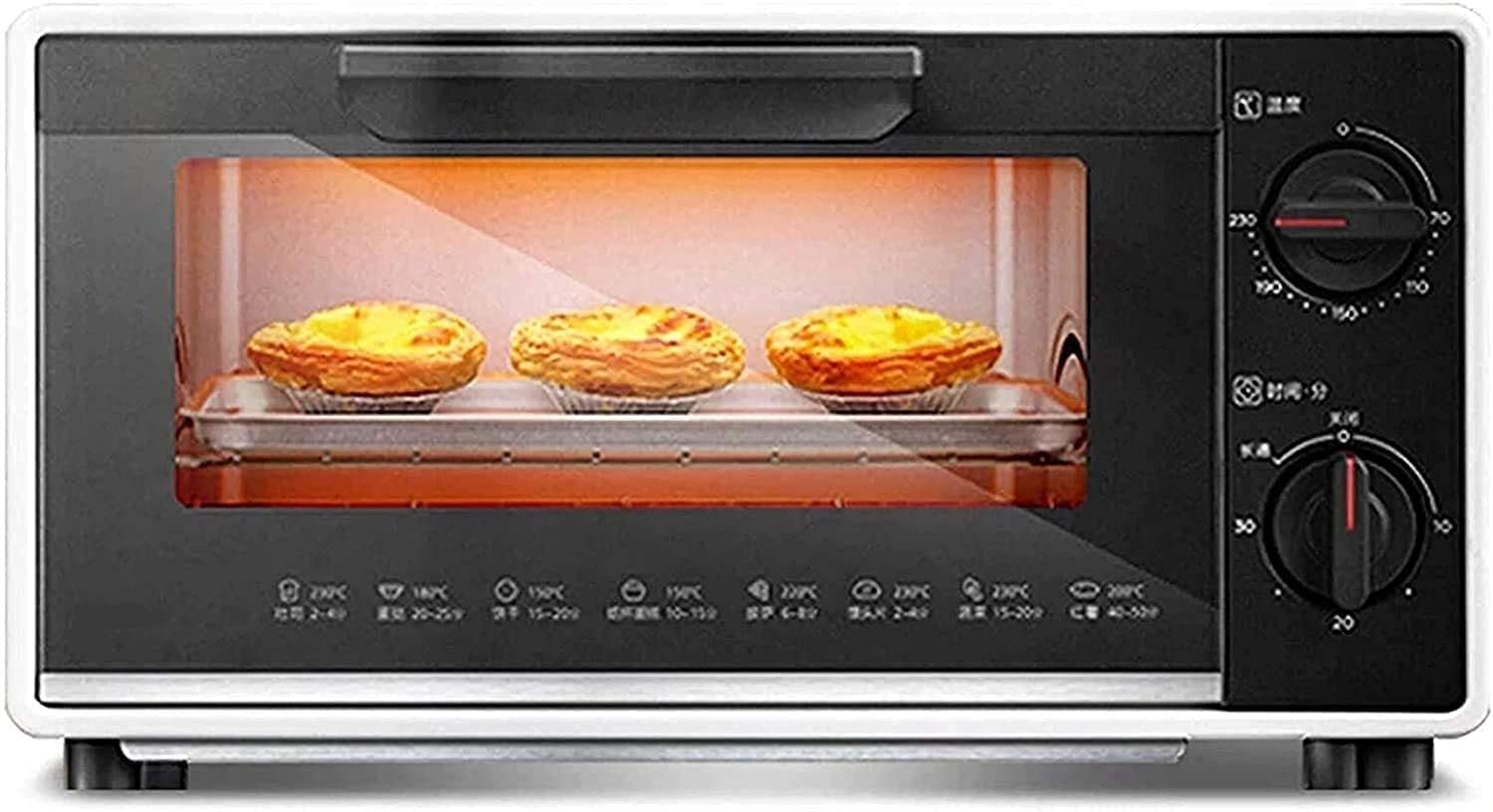 Mały piekarnik, 10-litrowy mini piekarnik elektryczny, podwójne drzwi szklane, wyjmowana tacka na okruchy, 800 W
