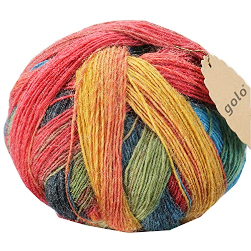 golo Wool Yarn for Weaving Wool Yarn for Hand Knitting Cashmere Yarn for Weaving Multi-Color Ball, 6020