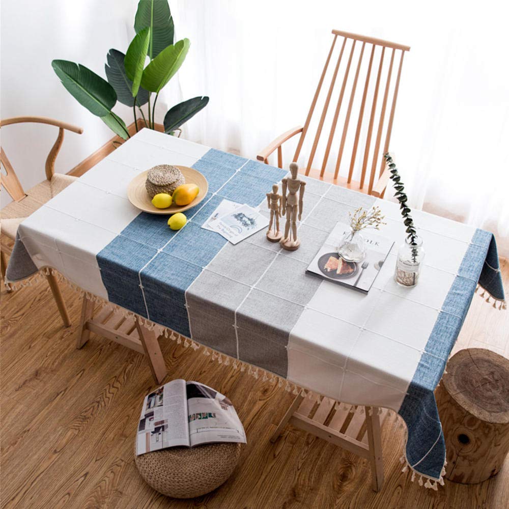 QIANC Tablecloth Cotton Linen Table Cloth Spill Proof Shrink Proof Table Cloths Dining Table Dust-Proof Table Cover,Suitable for Indoor and Outdoor