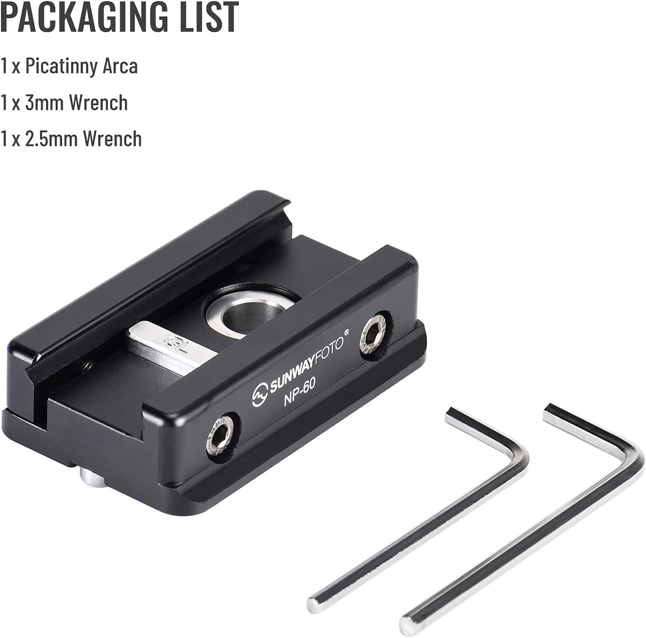 SUNWAY NP-60 Picatinny Arca-Swiss Tripod Dovetail Adapter Mount Arca/RRS Compatible - Image 7