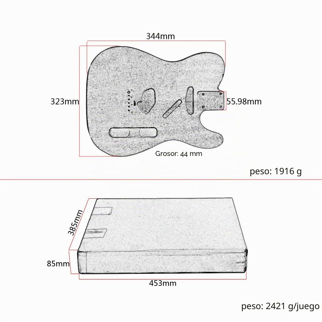 Alnicov Cuerpo de guitarra eléctrica sin terminar para guitarra Fender Telecaster TL, accesorio de bricolaje, madera de caoba