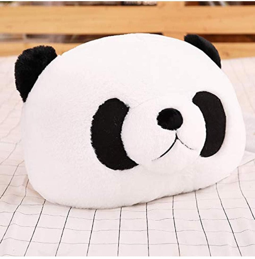 First Joy Panda Head Pillow, Soft Silk Material, 30 cm, for Travel and Home Decor, Black and White (Panda Pillow)