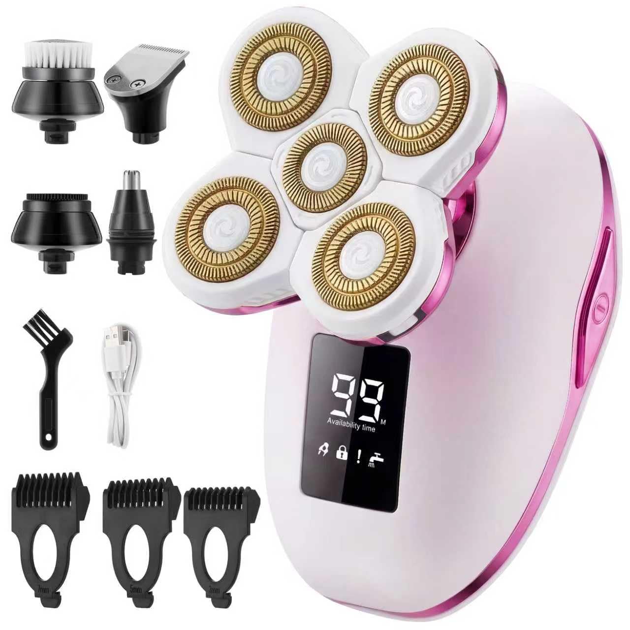 Electric Razors for Women, 5 in 1 Lady Shavers, Electric Shaver for Women, Wet/Dry Bikini Trimmer, Rechargeable Facial Hair Removal, Painless Shaver Razor for Arms Legs Armpit Pubic Area 5d Purple